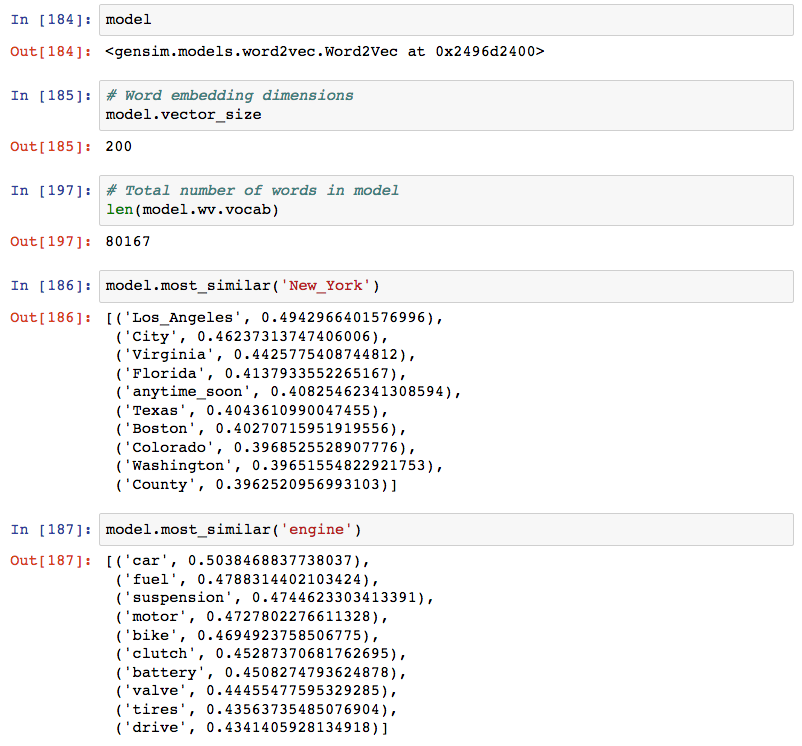 The word embedding dimension and number of words for the 20_newsgroups data is found in the model.